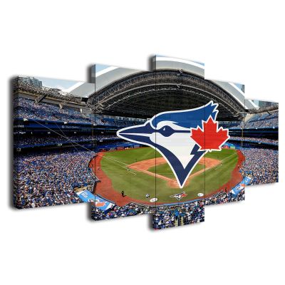 Baseball Poster Baseball Stadium Badge Canvas Wall Art Print Home Office Decor 5 Pieces Large Frame Painting Hangable (C,100x175cm-Framed-5pcs)