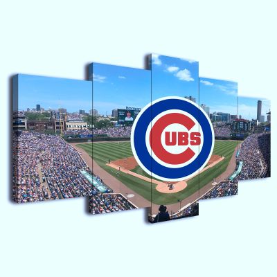 Baseball Poster Baseball Stadium Badge Canvas Wall Art Print Home Office Decor 5 Pieces Large Frame Painting Hangable (Q,80x150-Framed-5pcs)