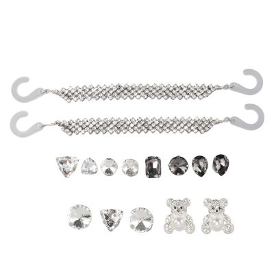 15pcs Bling Shoe Charms Accessories Alloy Glitter Bling Shoe Charms Accessories Hole Shoe Decorations Glitter Chain Charms Accessories for DIY Crafts