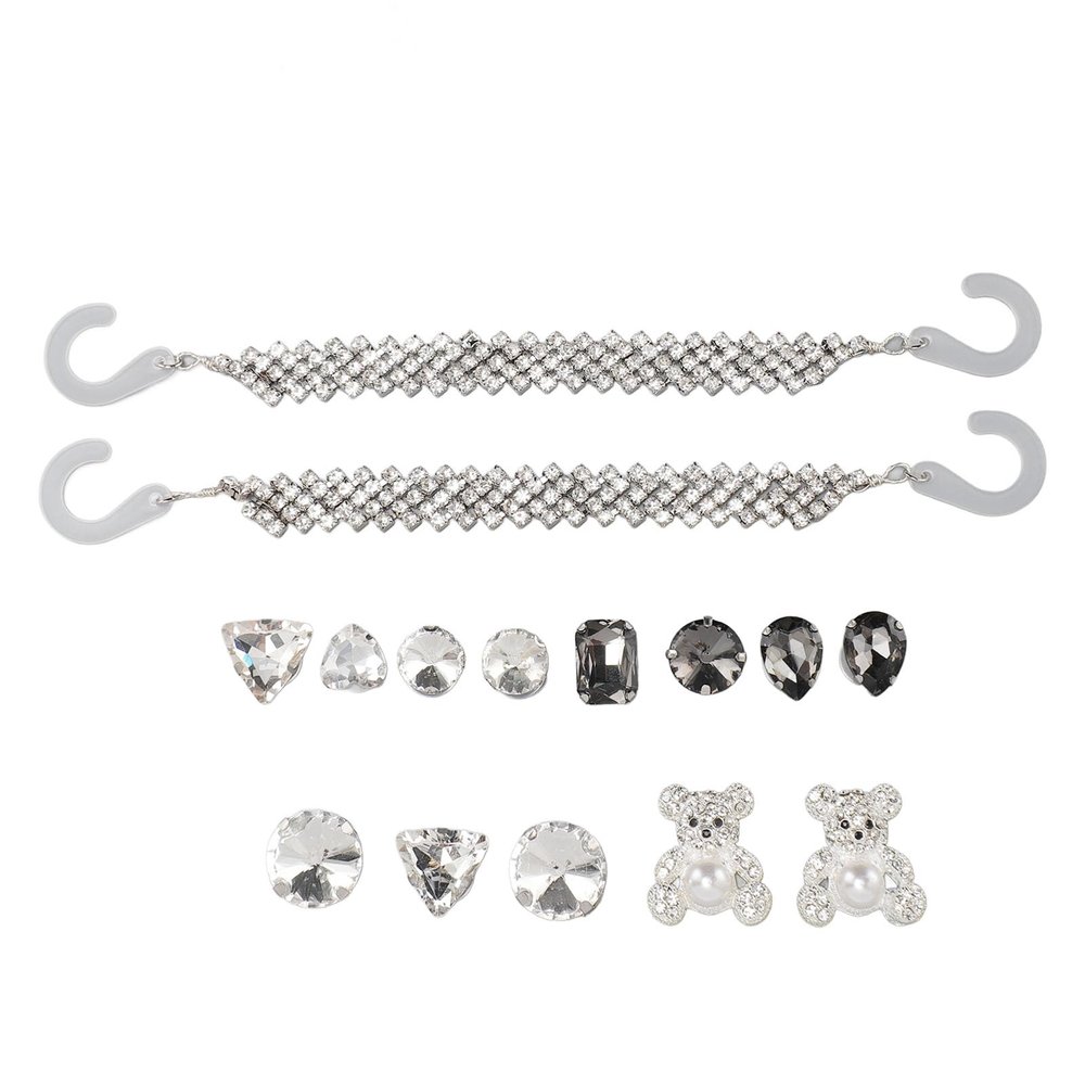 15pcs Bling Shoe Charms Accessories Alloy Glitter Bling Shoe Charms Accessories Hole Shoe Decorations Glitter Chain Charms Accessories for DIY Crafts