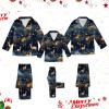 CGGMVCG Silk Christmas Ouftits for Family 2024 Button Down Shirt and Pants Satin Xmas Clothes Matching Sets (Z06 Christmas Tree - Navy, 7-8) view 3