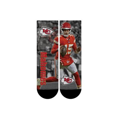 FBF - Officially Licensed NFL Drive Player Sublimation Youth Size Kids Crew Socks Approximately 4-8 Years Old (US, Alpha, One Size, Regular, Youth, Patrick Mahomes - Kansas City Chiefs)