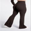 Sunzel Flare Leggings for Women with Pockets, Crossover Yoga Pants with Tummy Control, High Waisted and Wide Leg Side Pockets 32" Java Brown X-Small view 2