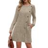 Brand Women's Fall Midi Sweater Dress - Trendy Crewneck Long Sleeve with Pockets - Comfortable Business Work Dress view 2