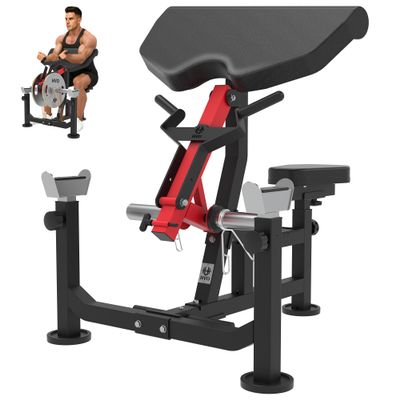 HVO Preacher Curl Machine Bicep: Preacher Curl Bench Bicep Tricep Curl Arm Machine Attachment Barbell Dumbell Curl Bench for Weight Lifting Home Gym Workout Equipment Red
