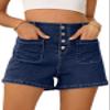 Sidefeel Women's Jean Shorts High Waisted Tummy Control Button Fly Summer Denim Shorts Bluing Size 16 view 1