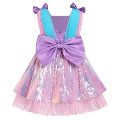 AFAVOM Toddler Girls Sequins Tutu Dress Princess Bowknot Pageant Dress Sparkle Wedding Party Prom Dress Formal Birthday Ruffle Ball Gown Sleeveless Baptism First Communion Dress Pink 3-4 Years