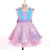 AFAVOM Toddler Girls Sequins Tutu Dress Princess Bowknot Pageant Dress Sparkle Wedding Party Prom Dress Formal Birthday Ruffle Ball Gown Sleeveless Baptism First Communion Dress Pink 3-4 Years view 2