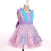AFAVOM Toddler Girls Sequins Tutu Dress Princess Bowknot Pageant Dress Sparkle Wedding Party Prom Dress Formal Birthday Ruffle Ball Gown Sleeveless Baptism First Communion Dress Pink 3-4 Years view 3