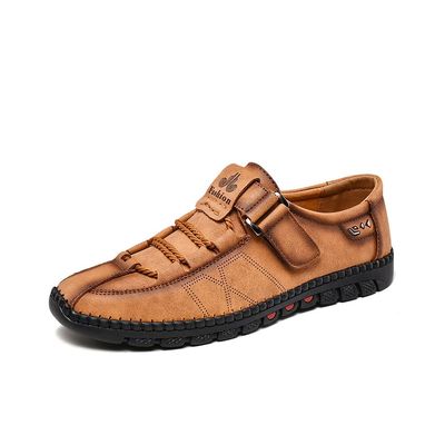 Asifn Mens Casual Leather Shoes Fashion Sneakers Lightweight Non-Slip Loafers Outdoor Breathable Hiking Shoes Brown 11.5 US