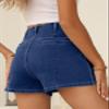 Sidefeel Women's Jean Shorts High Waisted Tummy Control Button Fly Summer Outfit Denim Shorts Blue Size 4 view 4