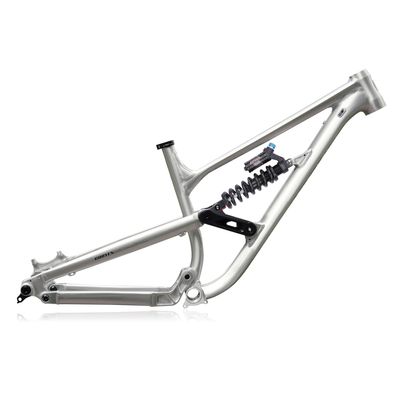 BSFHQS 27.5/29ER DH/AM/FR/Enduro Mountain Bike Frame 15/16.5/18" Full Suspension Frame 170-190mm Travel Disc Brake Boost Frame 148mm Thru Axle with 240mm Rear Shock Absorber(Silver,27.5 * 15in)