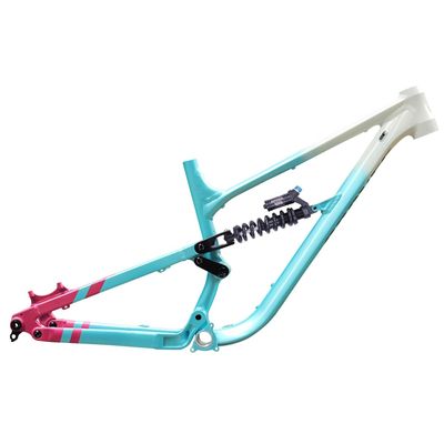 15/16.5/18in Full Suspension Bike Frame 27.5/29er Mountain Bike Disc Brake Frame DH/AM Aluminum Alloy Softail Frame 160mm Travel 12148mm Boost Thru-Axle With Rear Shock Absorber(Blue-white,29*15in)