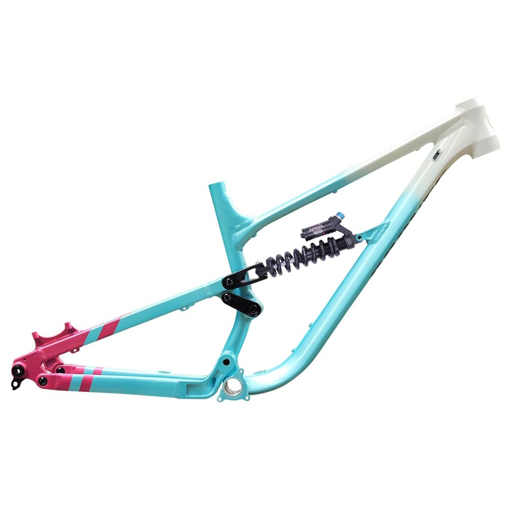 15/16.5/18in Full Suspension Bike Frame 27.5/29er Mountain Bike Disc Brake Frame DH/AM Aluminum Alloy Softail Frame 160mm Travel 12148mm Boost Thru-Axle With Rear Shock Absorber(Blue-white,29*15in)