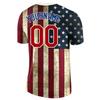 Custom American Flag Baseball Jerseys Personalized Golf Tennis Bowling Softball Short Sleeve Casual T-Shirts, Red White Sports Uniform Team Jersey with Printed Name Logo for Adults Youth, XS-5XL view 3