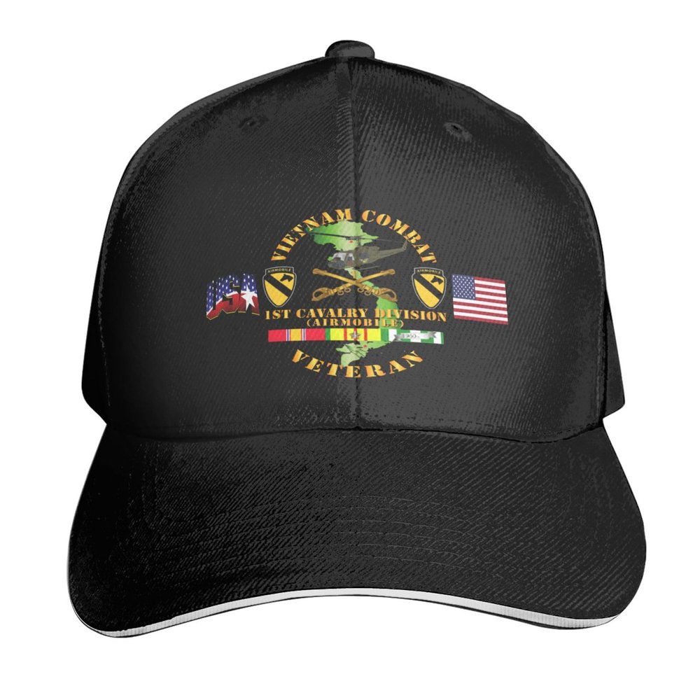 BAODANFACAI Vietnam-Cav-Veteran-1st-Cavalry-Div Baseball Cap Adjustable Trucker Veteran Cap for Men Women Black