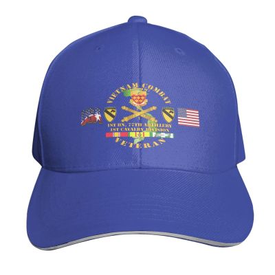 BAODANFACAI Vietnam-Veteran-1st-Bn-77th-Artillery-1st-Cav-Div Baseball Cap Adjustable Trucker Veteran Cap for Men Women Blue