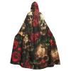 YKJJFVZ Skull And Red Rose Print Rogue Cosplay Adult Halloween Witch Hooded Cloak Cape Unisex Costume For Horror Parties Masquerade view 1