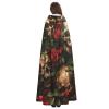 YKJJFVZ Skull And Red Rose Print Rogue Cosplay Adult Halloween Witch Hooded Cloak Cape Unisex Costume For Horror Parties Masquerade view 4