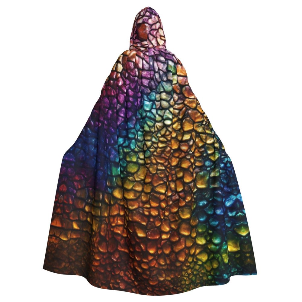 YKJJFVZ Classic Snake Skin Print Rogue Cosplay Adult Halloween Witch Hooded Cloak Cape Unisex Costume For Horror Parties Masquerade