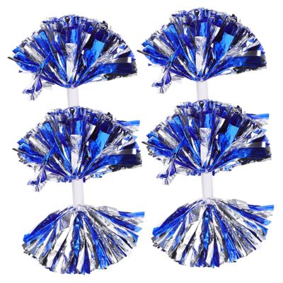 COOLHIYA 4pcs Metallic Cheerleading Pom Poms Reusable Cheer with Smooth Handles for Dance Sports Events and Team Spirit Eye-catching Colors for Cheerleaders and Performers