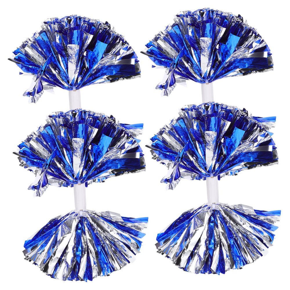 COOLHIYA 4pcs Metallic Cheerleading Pom Poms Reusable Cheer with Smooth Handles for Dance Sports Events and Team Spirit Eye-catching Colors for Cheerleaders and Performers