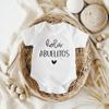 Pineapple Pancake Kids Hola Abuelitos Spanish Pregnancy Announcement Infant Bodysuit for Grandparents - Abuelo y Abuela Gift for New Baby Reveal! (White) view 4
