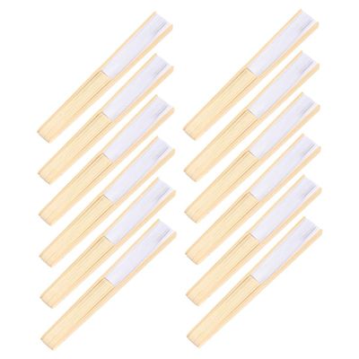 HOLIDYOYO 12pcs Blank Folding Fans for Painting Portable Handheld Dance Fans Structure for Parties Weddings Events and Crafts