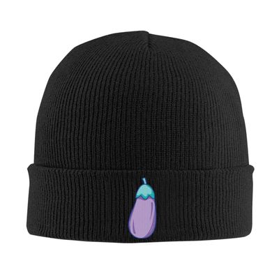 QIKLMMA Eggplant Organic Vegetables Beanie for Men Women Winter Knit Hats Cuffed Skull Cap Ski Hat Black