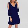 Akivide Womens Elegant Cold Shoulder Loose Dress Sequin Long Sleeve V Neck Short Dress Formal Everning Party Mini Dresses view 2