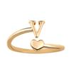 Heart Initial Stackable Rings, Adjustable Pinky Rings Cute Capital Letter Rings Heart Rings Non Tarnish Gold Rings Alphabet Gold Pinky Rings Jewerly Gift for Women (V) view 1