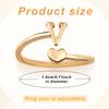 Heart Initial Stackable Rings, Adjustable Pinky Rings Cute Capital Letter Rings Heart Rings Non Tarnish Gold Rings Alphabet Gold Pinky Rings Jewerly Gift for Women (V) view 2