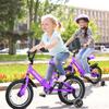 Betterland Folding Kids Bike,14 Inch Children Bicycle with Training Wheels and Dual Handbrakes Toddler Sport Bicycle for 3-9 Years Old Boys and Girls(Purple) view 2