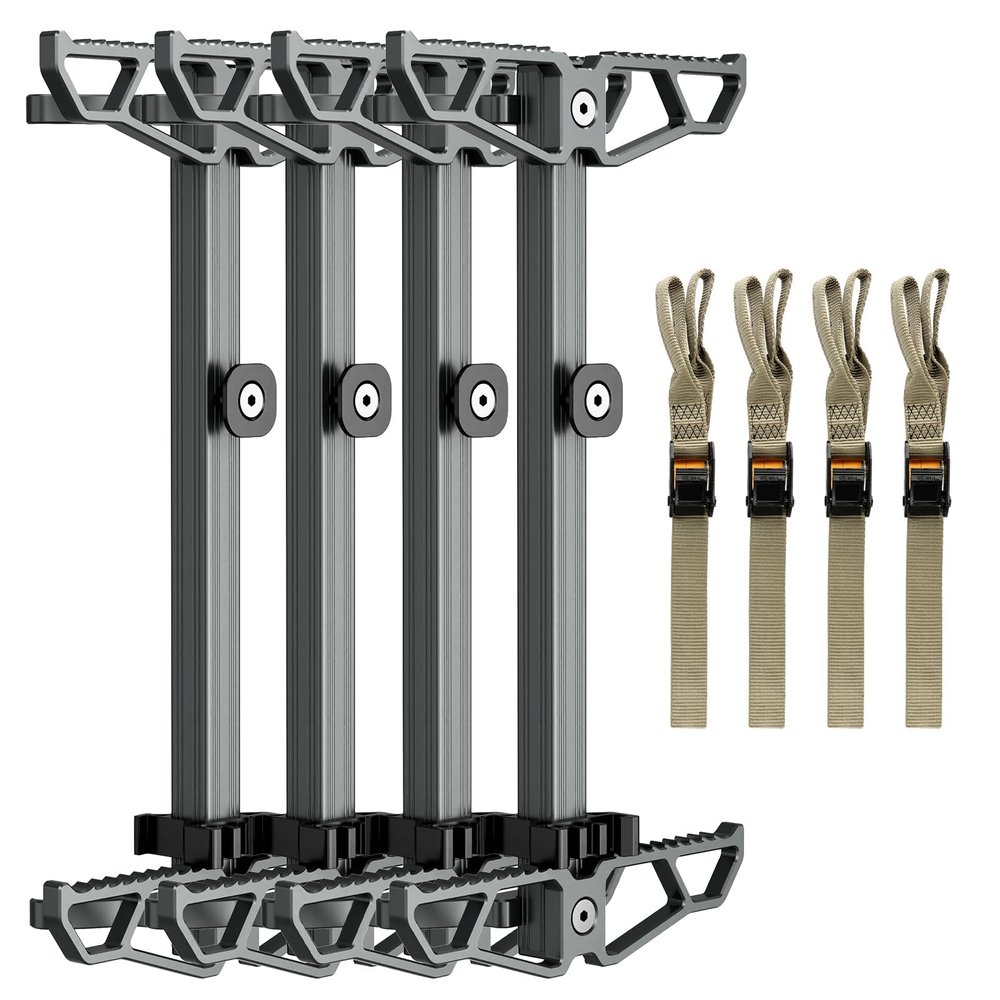 Panbofoda Climbing Sticks,Aluminum Non-Slip Hunting Climbing Steps,Lightweight Tree Climbing Hunting Gear Hunting Accessories for Tree Stands Set of 4,Fold Up Steps for Tree Stand