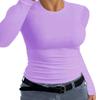 Afibi Women Ribbed Long Sleeve Crew Neck Slim Fit Stretchy Basic T Shirts Tops (X-Large, Lavender) view 2