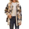 Sherpa Jacket Women Warm Cozy Fuzzy Plaid Shacket Jacket Trendy Lapel Flannel Jacket Comfy Casual Button Down Fleece Jacket Plush Checked Shirt Jacket Sherpa Lined Jacket Faux Fur Coat Fall Jackets view 4