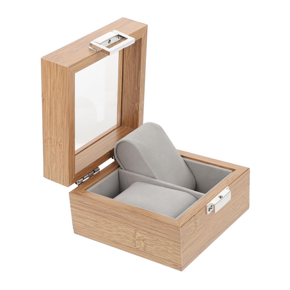 COLLBATH Rosewood Pattern Wooden Watch Box Position Display and Jewelry Storage Case Elegant Dust-resistant Organizer for Bracelets Necklaces Rings and Watches