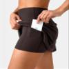 Colorfulkoala Dreamlux Skirts for Women High Rise Athletic Golf Tennis Skorts Built-in Shorts with Pockets(XS, Espresso) view 2