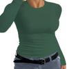 Afibi Women Ribbed Long Sleeve Crew Neck Slim Fit Stretchy Basic T Shirts Tops (Large, Dark Green) view 2