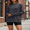 Trendy Queen Womens Spring Tops Oversized Long Sleeve T Shirts 2026 Basic Tee Fall Casual Workout Y2K Clothes DeepGrey S view 2