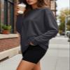 Trendy Queen Womens Spring Tops Oversized Long Sleeve T Shirts 2026 Basic Tee Fall Casual Workout Y2K Clothes DeepGrey S view 3