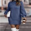 CPMBFDC Women's Turtleneck Sweater Dress Fashion Knitted Pullover Sweater Long Sleeves Casual Sweater 2024 Fall Outfits (Blue,M) view 2