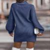 CPMBFDC Women's Turtleneck Sweater Dress Fashion Knitted Pullover Sweater Long Sleeves Casual Sweater 2024 Fall Outfits (Blue,M) view 3