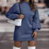 CPMBFDC Women's Turtleneck Sweater Dress Fashion Knitted Pullover Sweater Long Sleeves Casual Sweater 2024 Fall Outfits (Blue,M) view 4