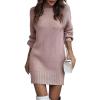 CPMBFDC Women's Turtleneck Sweater Dress Fashion Knitted Pullover Sweater Long Sleeves Casual Sweater 2024 Fall Outfits (Pink,XXXL) view 1