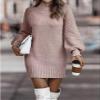 CPMBFDC Women's Turtleneck Sweater Dress Fashion Knitted Pullover Sweater Long Sleeves Casual Sweater 2024 Fall Outfits (Pink,XXXL) view 4