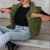 Dokotoo Womens Plus Size Green Puffer Vest Lightweight Warm Stand Collar Cropped Casual Zip Padded Vest Sleeveless Outerwear Jacket Winter Coats for Women Quilted Vest with Pockets XXL view 2