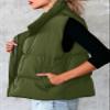 Dokotoo Womens Plus Size Green Puffer Vest Lightweight Warm Stand Collar Cropped Casual Zip Padded Vest Sleeveless Outerwear Jacket Winter Coats for Women Quilted Vest with Pockets XXL view 3