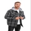 LEPOAR Flannel Hoodie Jacket for Men Plaid Jacket Quilted lined Winter Coat Lightweight Warm Long Sleeve Flannel Jacket view 3
