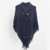 Dsgzkk Shawl Wrap Poncho With Button Winter Poncho Cape Shawl Women Cloak Shawl Wrap Poncho Ruana Cape Cardigan Sweater Open view 4